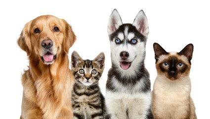 Golden Retriever Tabby Kitten Husky Puppy, Siamese Cat Group © Natalia
