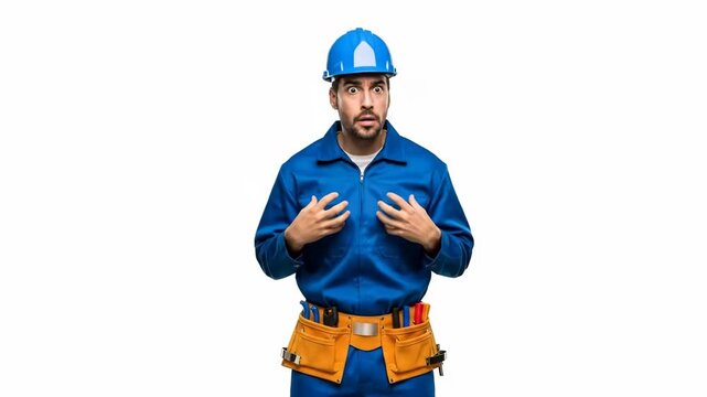 Confounded construction worker in safety gear