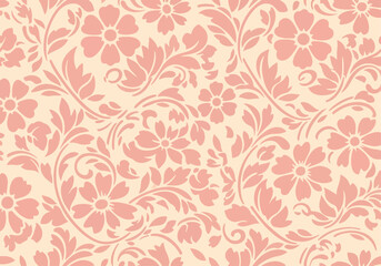 Fototapeta premium Sophisticated seamless wallpaper featuring elegant damask floral details and vintage decorative background