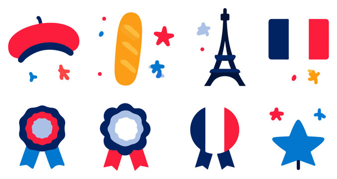 French symbols and icons collection.