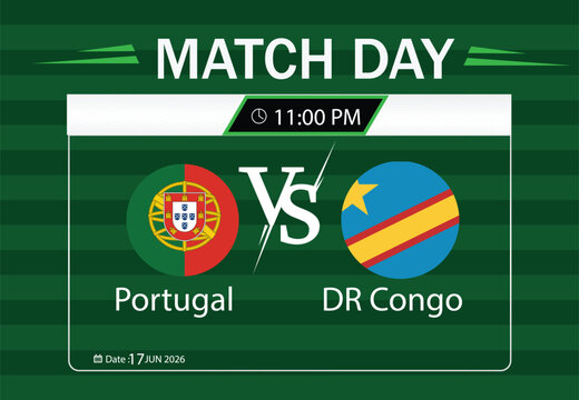 Portugal vs dr congo football match day banner design