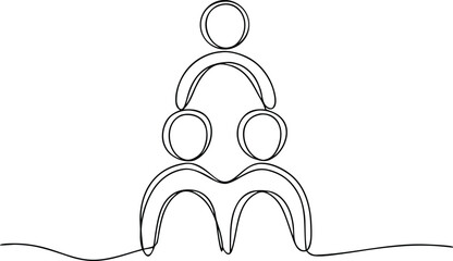 Minimalist continuous line art drawing of people group icon for teamwork community concept. © Rita