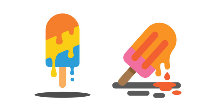 Colorful melting popsicle vector illustrations