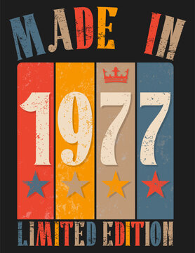 Vintage Retro Style 1977 Birthday Print