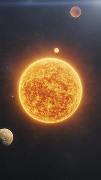 Sun surface isolated on space background, Close-up view of sun surface with violent activities. 