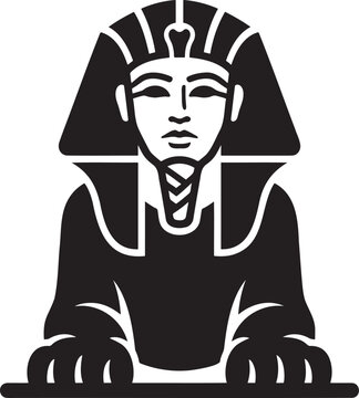Egyptian sphinx statue vector illustration pharaoh face monument mascot icon ancient history landmark black and white silhouette graphic sticker template emblem