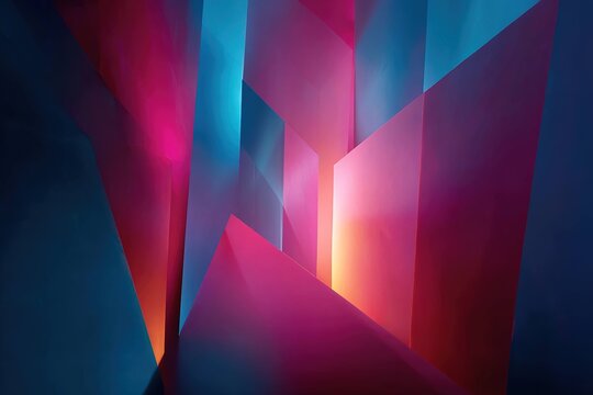 abstract forms glowing in bright neon pink and blue