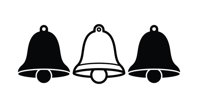 Three Bell Silhouettes On White Background bells