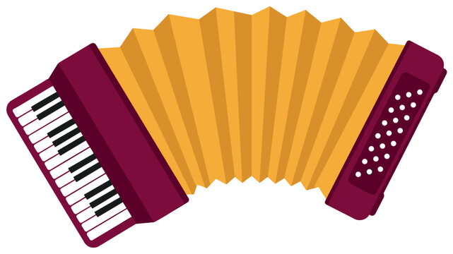 Accordion musical instrument flat vector illustration