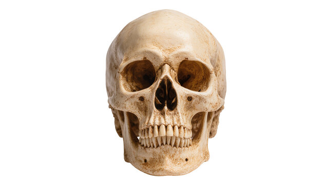 Human skull with teeth and eye sockets