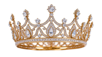 Ornate gold tiara with diamonds and pear-shaped gems © Andrei