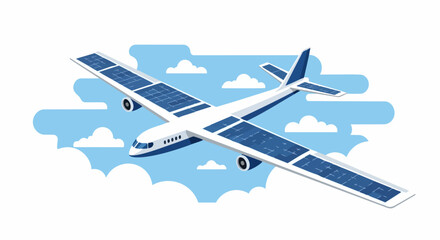 Fototapeta premium Solar Powered Airplane Flying Through Clouds, Eco-Friendly Aviation Concept