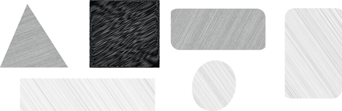 Set of five abstract geometric shapes with different textures