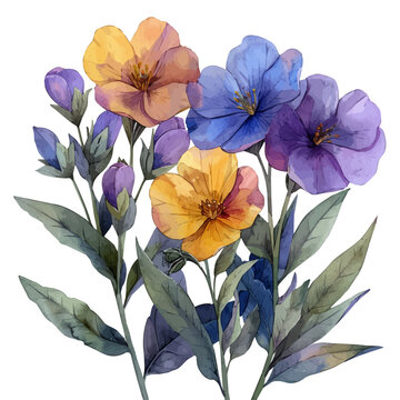 watercolor of Wallflower Flower illustration, isolated on a white background.