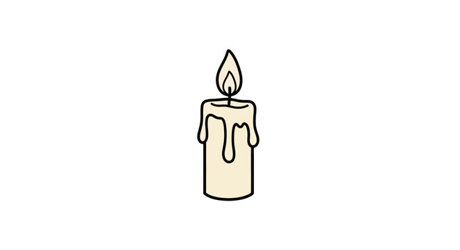 A burning candle with melting wax.