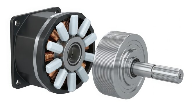 Close-up of brushless motor with fan and shaft