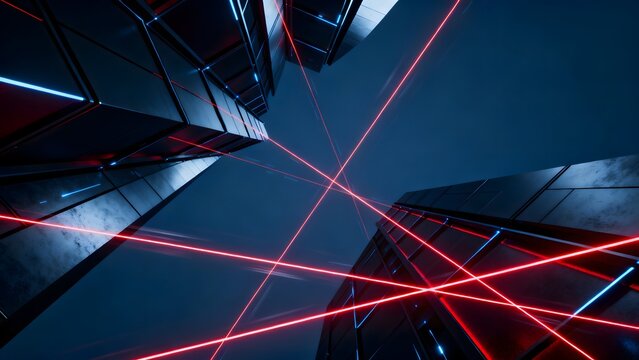 Futuristic building with neon lights