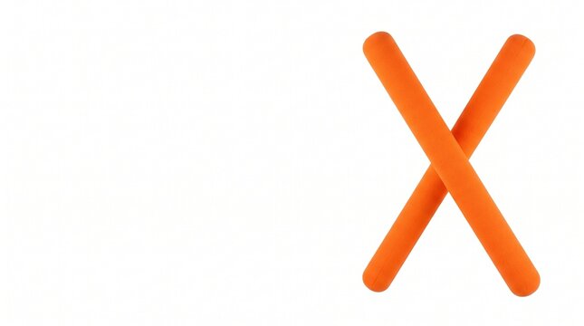 Orange Minimalist Letter X Or Cross Symbol Isolated On White Background With Copy Space For Design