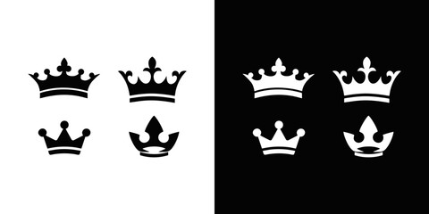 Obraz premium luxury crown design, Elegant crown icons in black and white for luxury branding