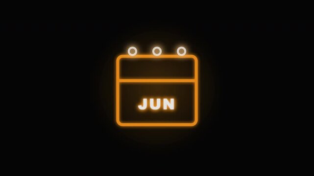 June calendar symbols glowing orange on dark void cinematic for business event marketing