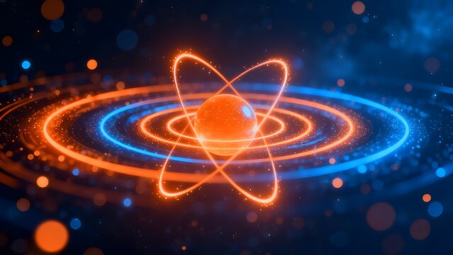Atomic structure with orbiting electrons