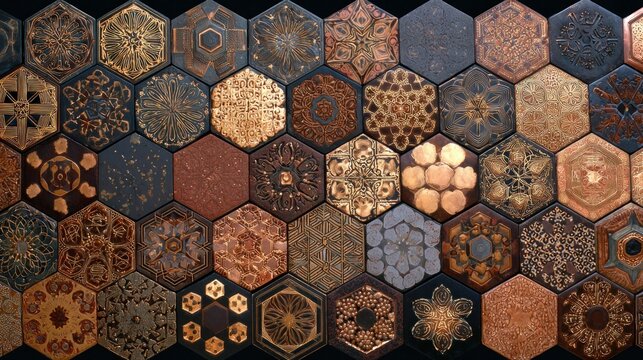 Ornate hexagonal tile pattern