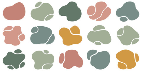 Fototapeta premium Abstract organic shapes collection in pastel colors for design elements