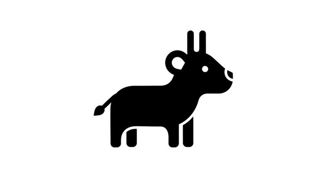 Black silhouette of a donkey standing.