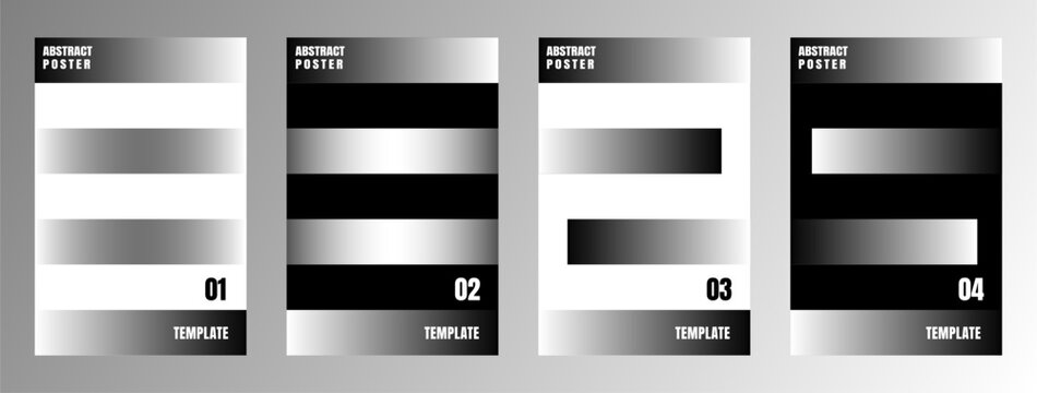 Abstract black and white gradient rectangle poster templates. 
