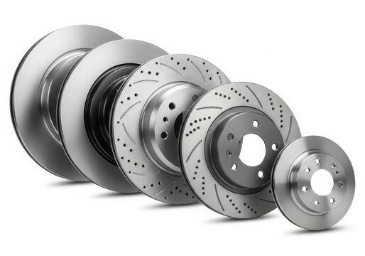 Stack of brake discs and pads illustration