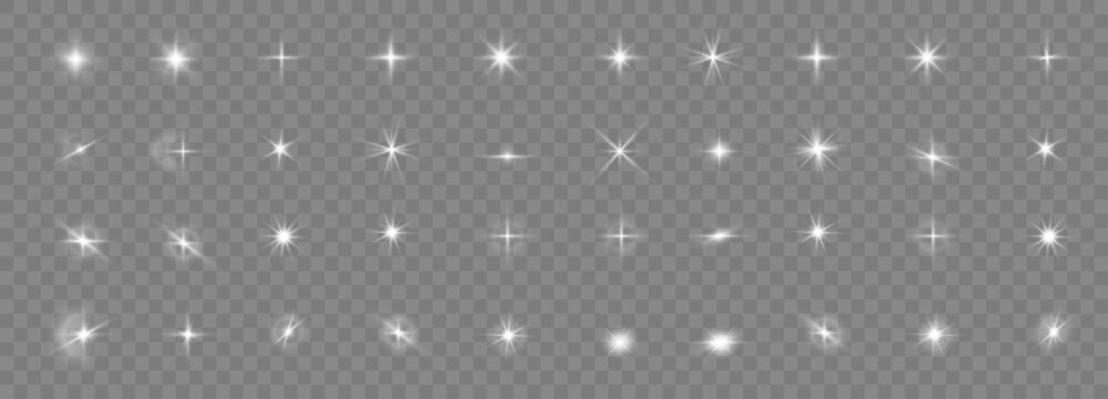 Realistic Star Glow Vector PNG With Sparkle Shine Glitter Flash Beam And Transparent Background Decorative Bright Magic Illustration