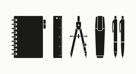 Stationery Silhouette Collection On White Background office © RaufinIslam