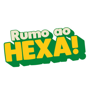 Rumo ao Hexa. Copa do Mundo de Futebol. Copa do Mundo 2026. Sele&ccedil;&atilde;o brasileira. Estilo sticker retro.