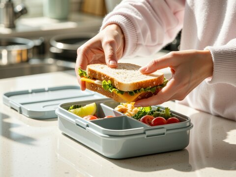 Preparing healthy packed lunch for back to school meal