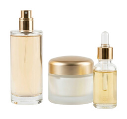 Naklejka premium Beauty products display modern bathroom skincare items minimalist setting close-up view isolated on transparent background
