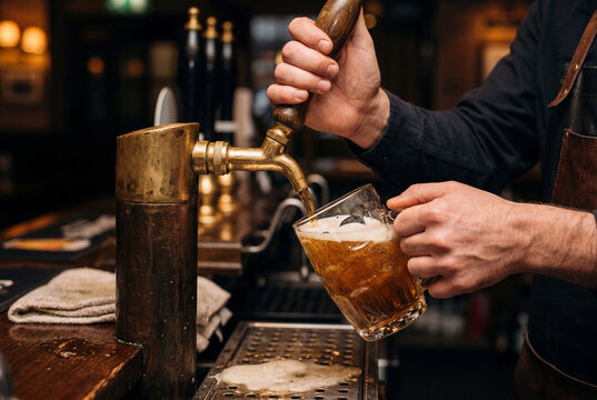 bartender pouring beer into a glass