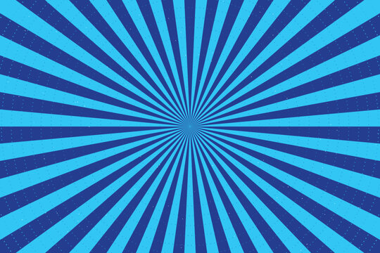 Vibrant blue and dark blue radial stripes background, with grunge texture pattern