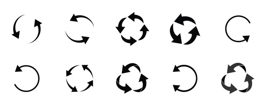 Circle arrow icon set. circular arrow icon, Recycle, repeat,refresh, reload arrow icon symbol sign, Set of circle arrows. Vector elements. Black loading symbol.rotate arrow symbol,vector illustration.