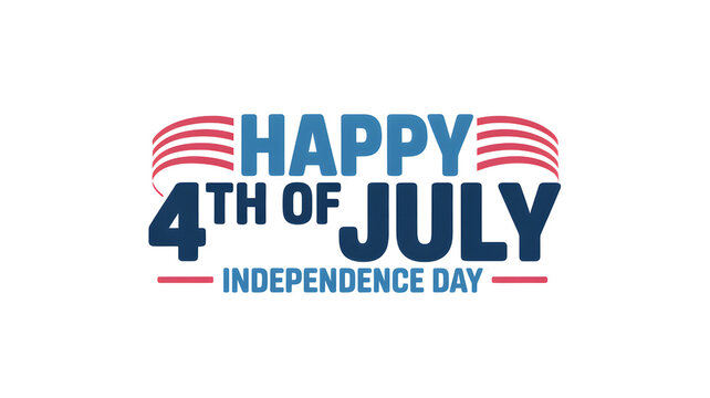 Happy 4th of july and independence day text graphic with patriotic stripes national day patriotic