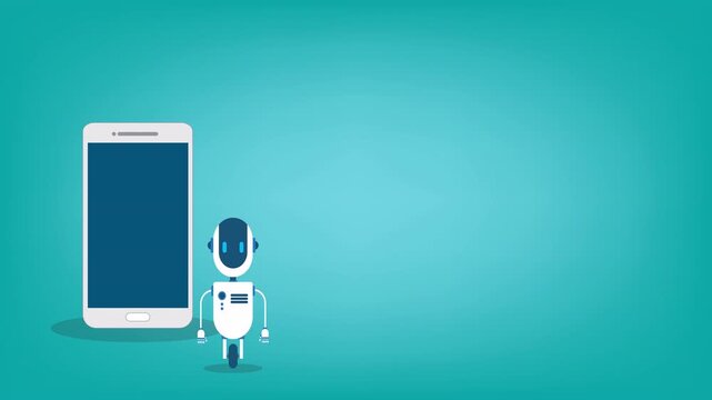 AI cybersecurity protection on smartphone screen, 4K animated video