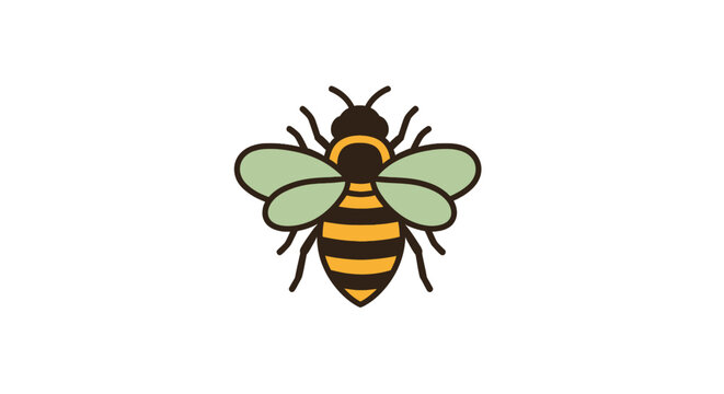 A cartoon bee in flight.