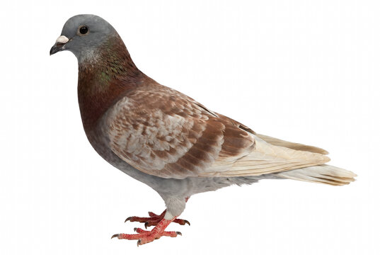 Mottled Brown and Grey Domestic Pigeon Standing Profile