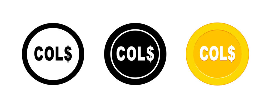 Colombia peso currency coin icon vector design set