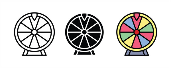 Lucky Wheel Prize Draw icon. Interactive Gaming and Random Selection Spinner Icon Set. Vector illustration © Jakiya Graphics