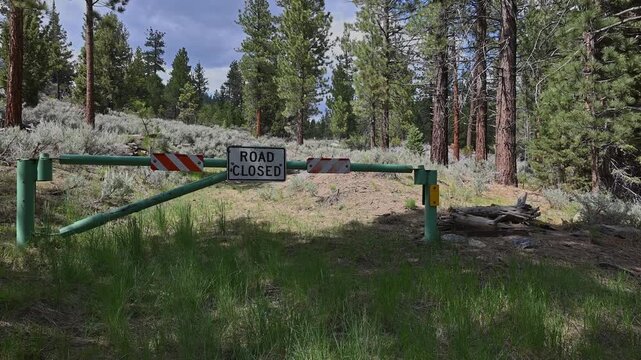 Road closed gate in Inyo National Forest.