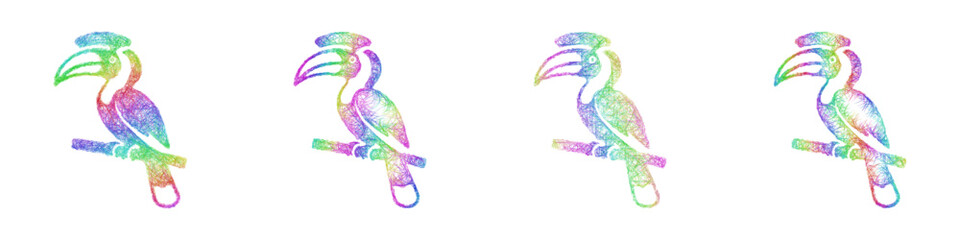 Colorful sketch hornbill icon design set © David Zydd