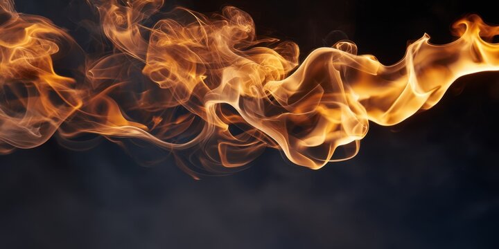 The Flame Dance in Golden Motion Over a Dark Smoky Atmospheric Background