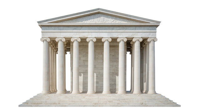 Classical Greek temple with Ionic columns and pediment