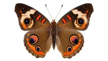Brown butterfly with orange and black eyespots on wings © Ari