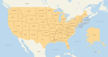 political map of united states of america with administrative divisions and state borders, detailed vector illustration © martinova4